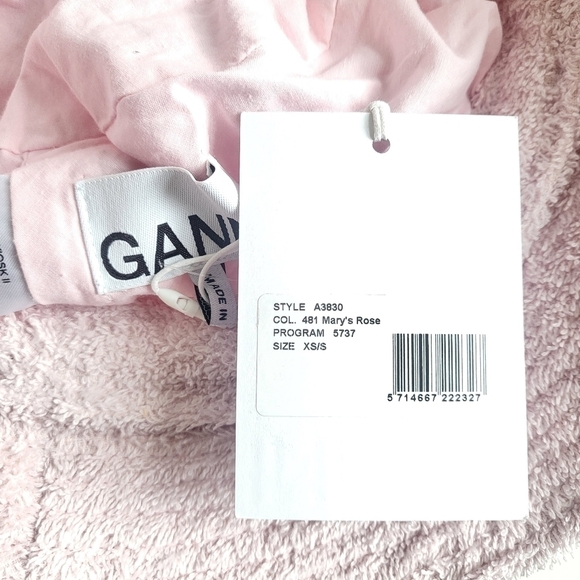 New GANNI Logo Embroidered Terrycloth Bucket Beach Hat Mary's Rose NWT Size XS/S - Picture 13 of 15